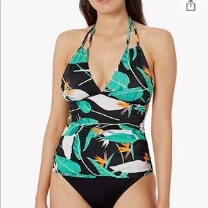 Amazon Brand Coastal Blue Tankini Halter top in Jungle Print